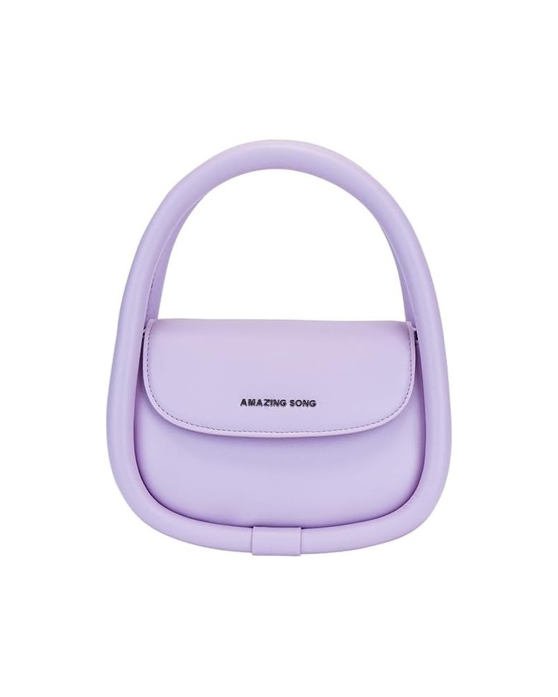 Small Top Handle Purses for Women, Designer Leather Handbag Removable Crossbody Strap with Box, Soft Bag Light Purple $28.09 ...