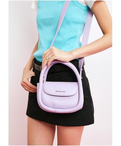 Small Top Handle Purses for Women, Designer Leather Handbag Removable Crossbody Strap with Box, Soft Bag Light Purple $28.09 ...