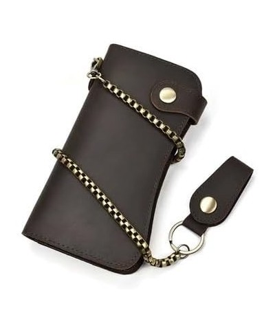 Men's Retro Business Wallet Long Zipper Wallet Business Handmade Clutch Bag Men's Bag (Color : D) B $66.53 Wallets