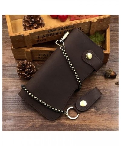 Men's Retro Business Wallet Long Zipper Wallet Business Handmade Clutch Bag Men's Bag (Color : D) B $66.53 Wallets