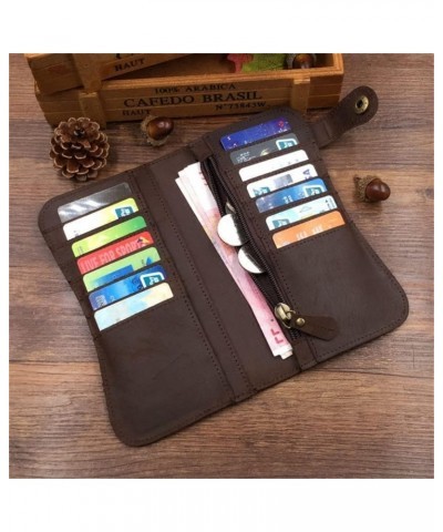 Men's Retro Business Wallet Long Zipper Wallet Business Handmade Clutch Bag Men's Bag (Color : D) B $66.53 Wallets