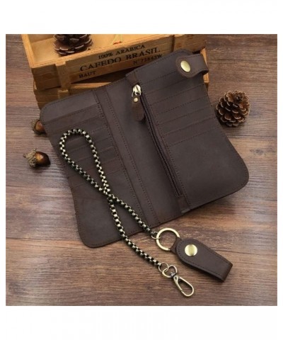 Men's Retro Business Wallet Long Zipper Wallet Business Handmade Clutch Bag Men's Bag (Color : D) B $66.53 Wallets