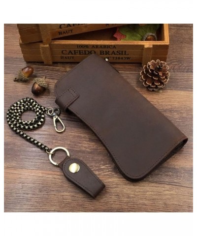 Men's Retro Business Wallet Long Zipper Wallet Business Handmade Clutch Bag Men's Bag (Color : D) B $66.53 Wallets