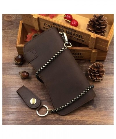 Men's Retro Business Wallet Long Zipper Wallet Business Handmade Clutch Bag Men's Bag (Color : D) B $66.53 Wallets