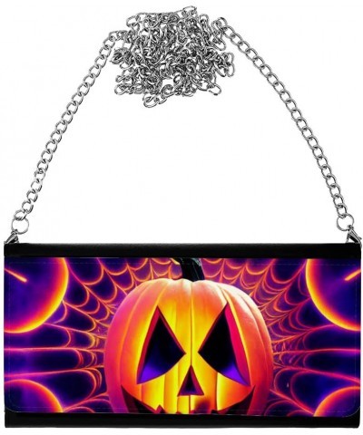 Scary Jack O'lantern Faces Women's Wallet Clutch - Halloween Clutch for Women - Neon Women's Wallet Clutch $23.84 Clutches