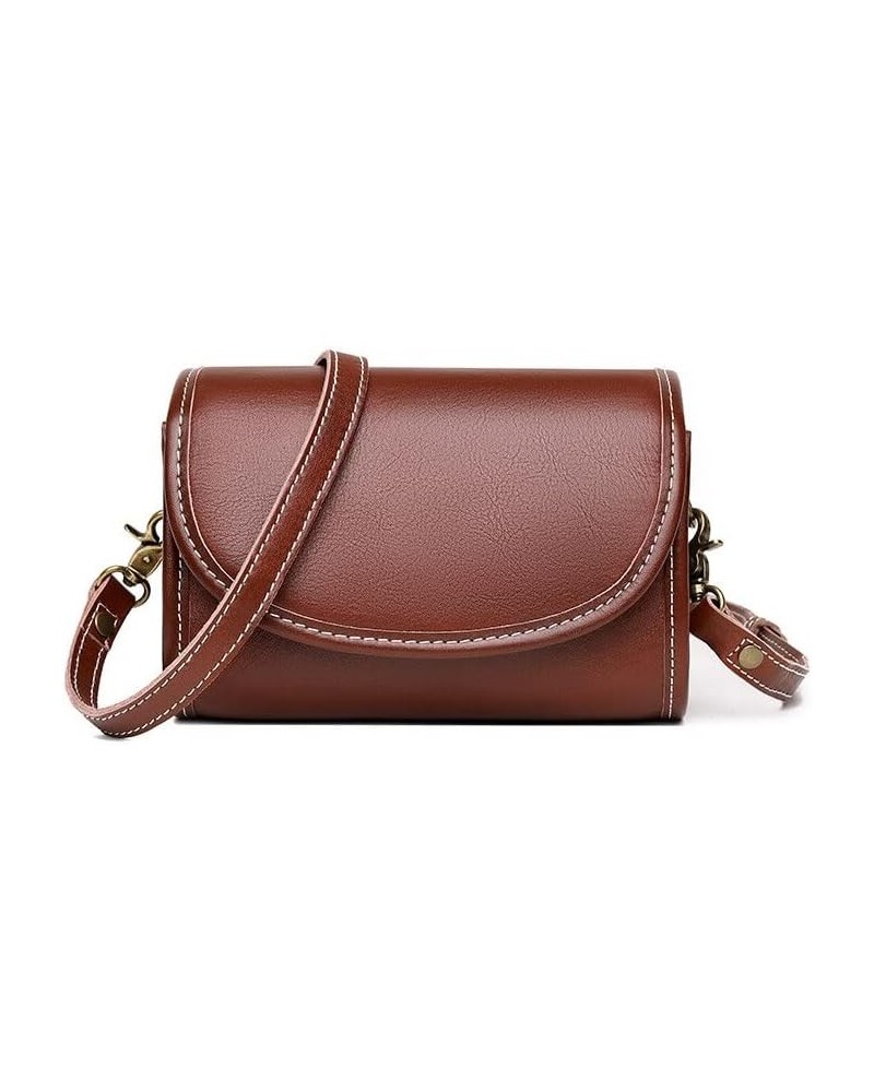 Women Cow Leather Shoulder Bags Small Crossbody Bags Solid Color Genuine Leather Ladies Handbag Female Tote Coffee 18cm 9cm 1...