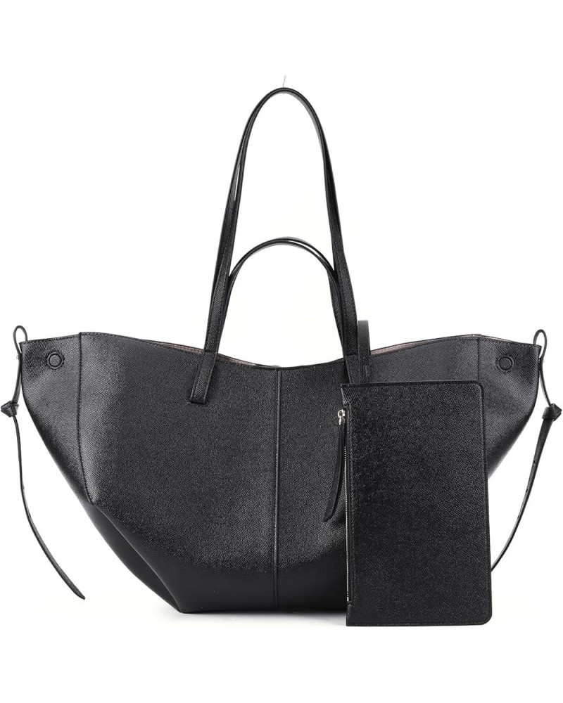 Tote Bag for Women Chic Leather Tote Handbag Fashion Large Shoulder Bags with Purse Underarm Bag Dumpling Bag Black $46.50 Totes