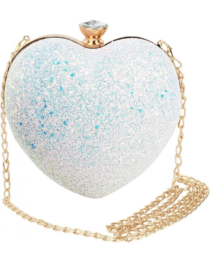 Heart Shape Evening Purse Chain Shoulder Bag Party Clutch Handbag Multicoloured $21.83 Evening Bags