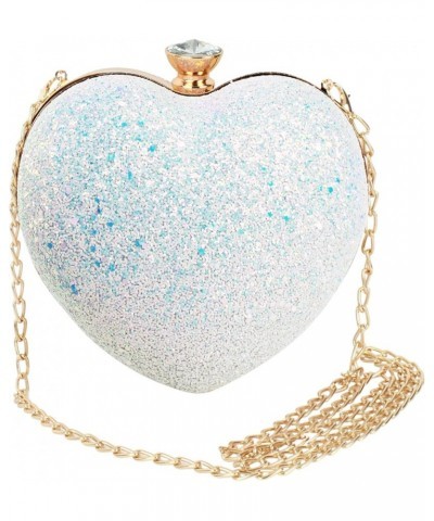 Heart Shape Evening Purse Chain Shoulder Bag Party Clutch Handbag Multicoloured $21.83 Evening Bags