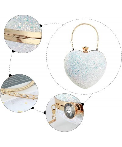 Heart Shape Evening Purse Chain Shoulder Bag Party Clutch Handbag Multicoloured $21.83 Evening Bags