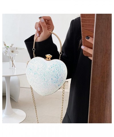 Heart Shape Evening Purse Chain Shoulder Bag Party Clutch Handbag Multicoloured $21.83 Evening Bags