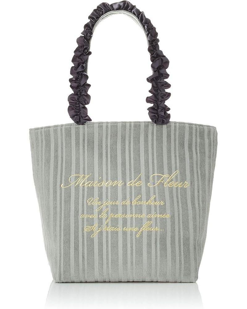 Corduroy Ruffled Hand Tote M Bag Grey (Grey Marl) $36.71 Handbags