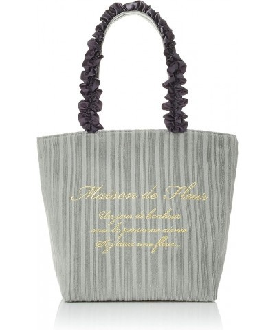 Corduroy Ruffled Hand Tote M Bag Grey (Grey Marl) $36.71 Handbags