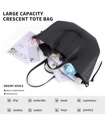 Tote Bag for Women Chic Leather Tote Handbag Fashion Large Shoulder Bags with Purse Underarm Bag Dumpling Bag Black $46.50 Totes