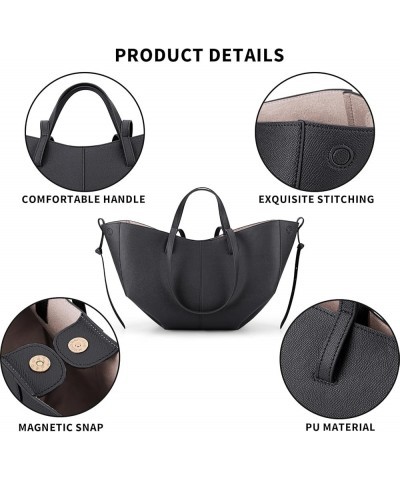 Tote Bag for Women Chic Leather Tote Handbag Fashion Large Shoulder Bags with Purse Underarm Bag Dumpling Bag Black $46.50 Totes