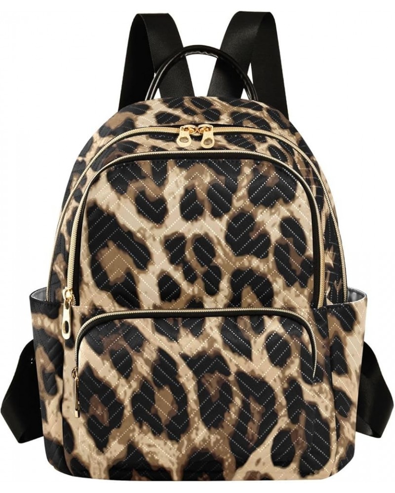 Brow-black Leopard Print Fashion Travel Backpack for Women Multi Pockets Lightweight Purse for Women-S Multicolor Small $18.5...