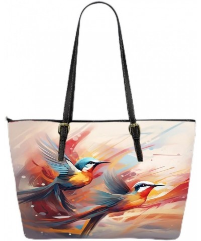 Parrots In Parallel Dimensions Leather Tote Bag 3d $36.24 Totes