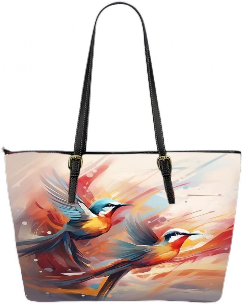 Parrots In Parallel Dimensions Leather Tote Bag 3d $36.24 Totes