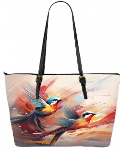 Parrots In Parallel Dimensions Leather Tote Bag 3d $36.24 Totes