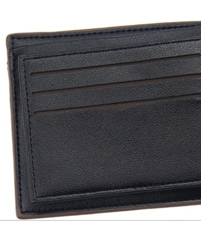 Fashion Color Blocking Short Wallet Men Leather Open Purse Multiple Card Slots Clutch Bag Air Wallet (Black, One Size) B One ...