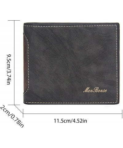 Fashion Color Blocking Short Wallet Men Leather Open Purse Multiple Card Slots Clutch Bag Air Wallet (Black, One Size) B One ...