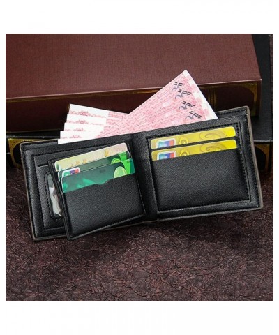 Fashion Color Blocking Short Wallet Men Leather Open Purse Multiple Card Slots Clutch Bag Air Wallet (Black, One Size) B One ...