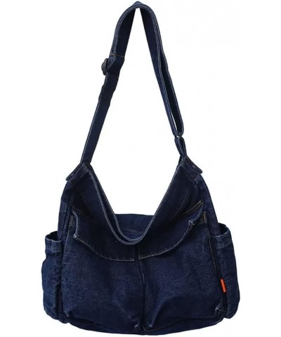 Denim Cowboy Bag Unisex Vintage Cowboy Hobo Handbag Shoulder Bag Travel School Office Bag A-handbag Dark Blue $13.11 Shoulder...