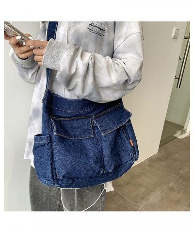 Denim Cowboy Bag Unisex Vintage Cowboy Hobo Handbag Shoulder Bag Travel School Office Bag A-handbag Dark Blue $13.11 Shoulder...