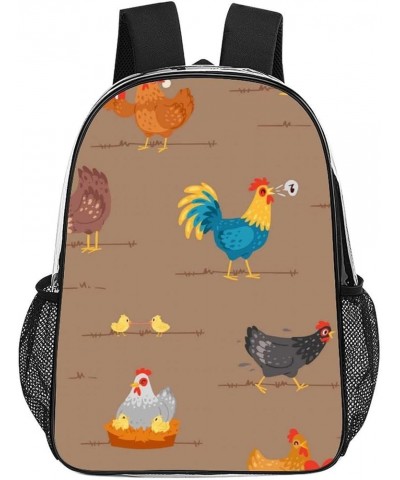 Clear Backpack Compatible with Rooster Cock Chicken Bird Floral, PVC Transparent Backpacks See Through Bookbag with Reinforce...