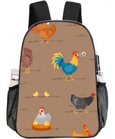 Clear Backpack Compatible with Rooster Cock Chicken Bird Floral, PVC Transparent Backpacks See Through Bookbag with Reinforce...