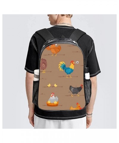 Clear Backpack Compatible with Rooster Cock Chicken Bird Floral, PVC Transparent Backpacks See Through Bookbag with Reinforce...