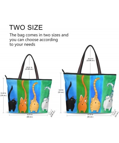 Tote Bag for Women with Zipper,Polyester Tote Purse Holiday Tote Bag Work Handbag Women Gift Cat 7 $10.89 Totes