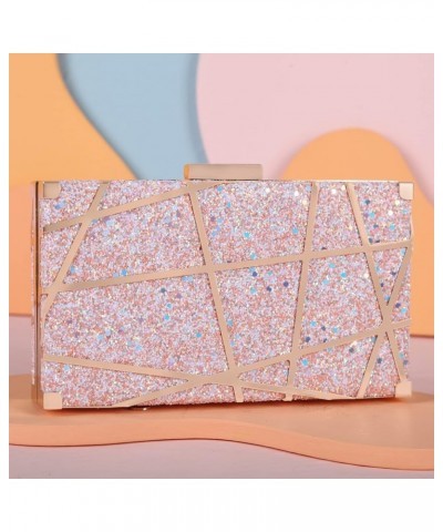 Evening Clutch Glitter Geometric Metal Hollow Novelty Oversized Purses For Women Formal Champagne $16.67 Evening Bags