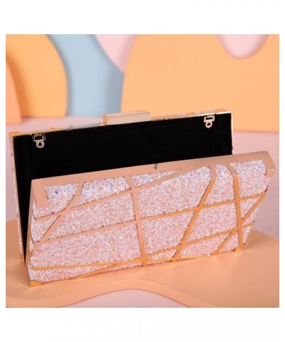 Evening Clutch Glitter Geometric Metal Hollow Novelty Oversized Purses For Women Formal Champagne $16.67 Evening Bags