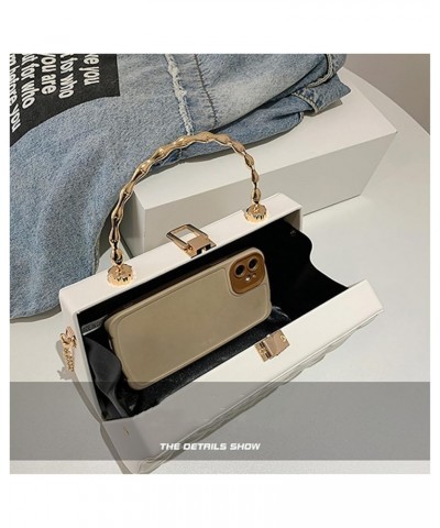 Lingge chain box bag, fashionable and versatile temperament women's bag、Crossbody bag, handbag Khaki Color $22.17 Crossbody Bags