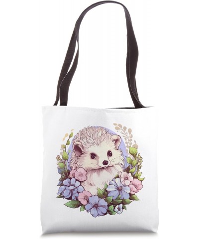 Cute Hedgehog With Flowers I Hedgehog Tote Bag $8.80 Totes