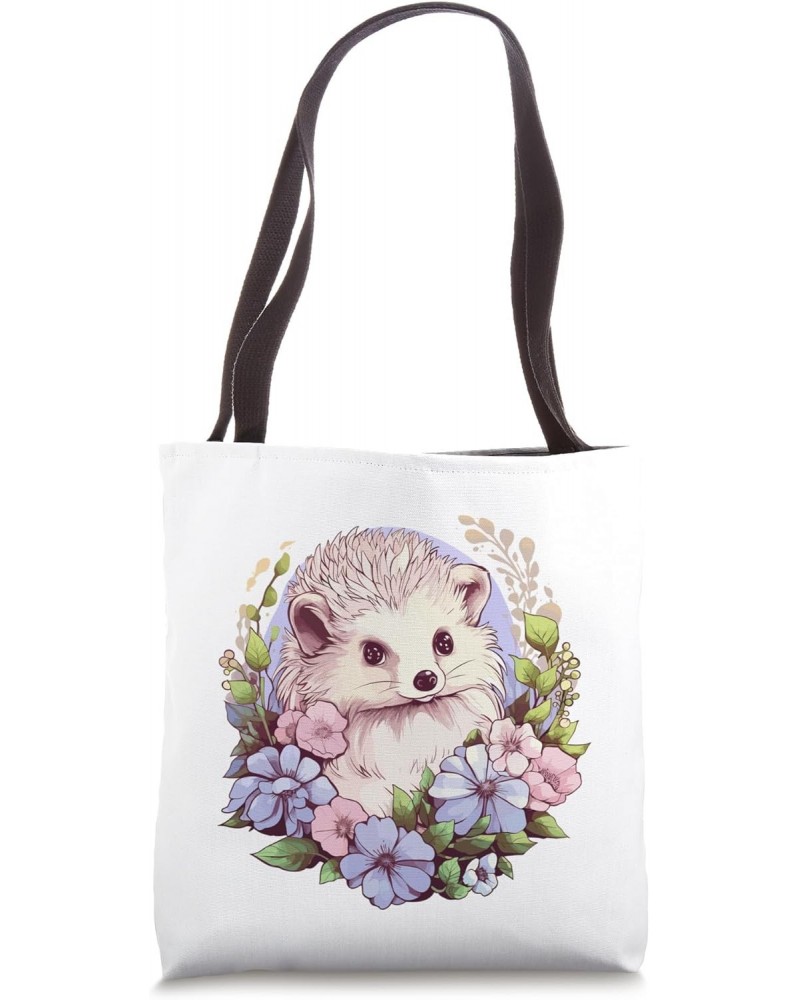 Cute Hedgehog With Flowers I Hedgehog Tote Bag $8.80 Totes