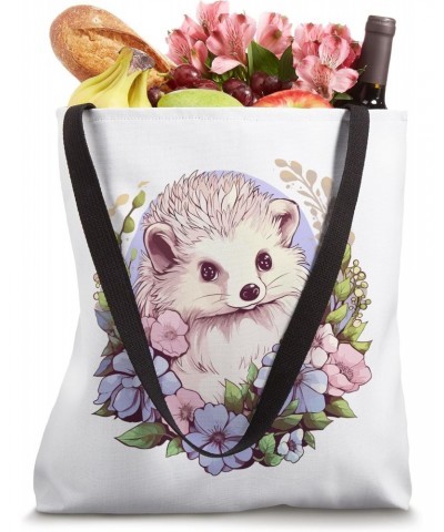 Cute Hedgehog With Flowers I Hedgehog Tote Bag $8.80 Totes