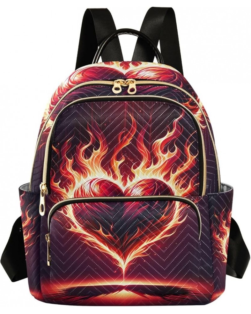 Abstract Tropical Palm Leaves Women Backpack Purse Quilted Travel Purse Mini Backpack Purse Love Heart on Fire Small $17.84 B...