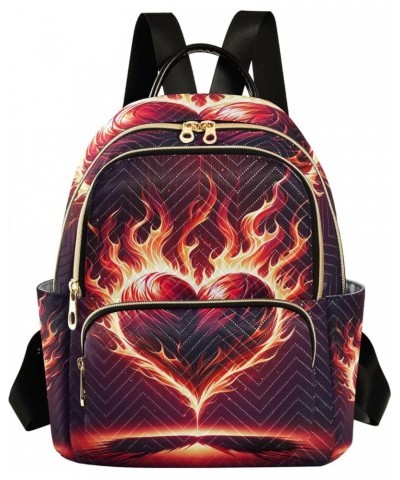 Abstract Tropical Palm Leaves Women Backpack Purse Quilted Travel Purse Mini Backpack Purse Love Heart on Fire Small $17.84 B...