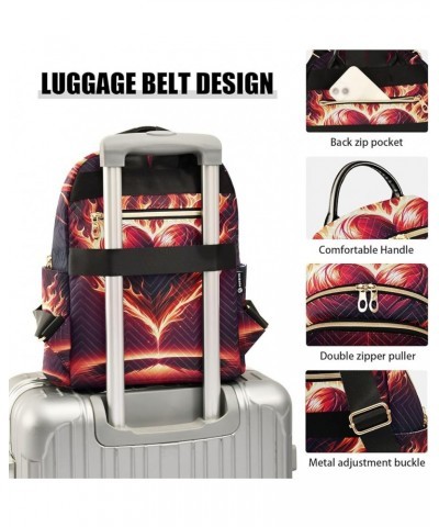 Abstract Tropical Palm Leaves Women Backpack Purse Quilted Travel Purse Mini Backpack Purse Love Heart on Fire Small $17.84 B...