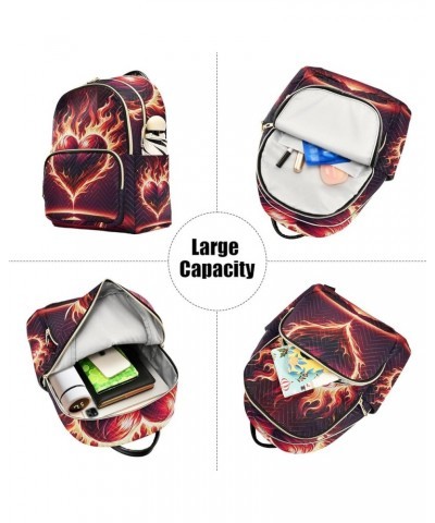 Abstract Tropical Palm Leaves Women Backpack Purse Quilted Travel Purse Mini Backpack Purse Love Heart on Fire Small $17.84 B...