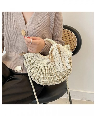 Summer Ribbon Straw Bag For Women Large Capacity Woven Handbag Vacation Seaside Beach Bag Casual Shopping Rattan Basket Beige...