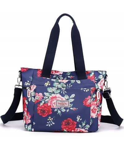 Tote Bag for Women Vintage Nylon Crossbody Purse Large Floral Shoulder Bag Casual Hobo Handbag Lightweight Satchel Roses 1 $2...