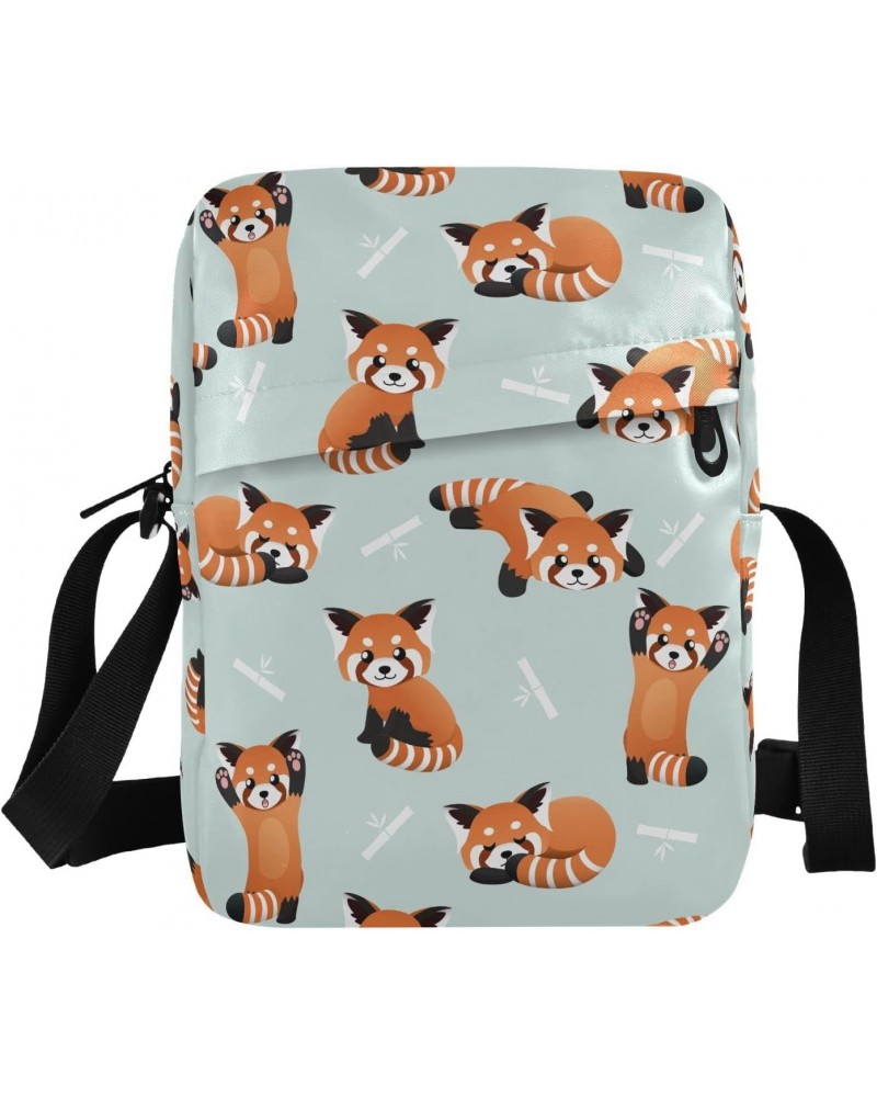 Small Shoulder Cute Red Panda Messenger Bags Women and Men Mini Adjustable Crossbody Handbag, Travel Portable Purse Phone Pas...