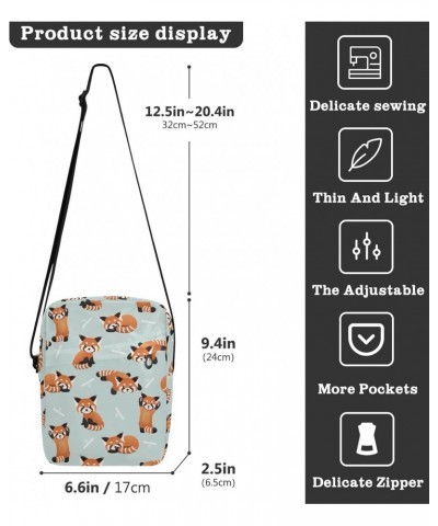 Small Shoulder Cute Red Panda Messenger Bags Women and Men Mini Adjustable Crossbody Handbag, Travel Portable Purse Phone Pas...