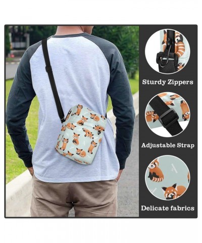 Small Shoulder Cute Red Panda Messenger Bags Women and Men Mini Adjustable Crossbody Handbag, Travel Portable Purse Phone Pas...