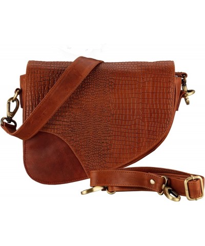 Leather Women Crossbody Purse Saddle Satchel Handbag Carlo Vt $52.95 Crossbody Bags