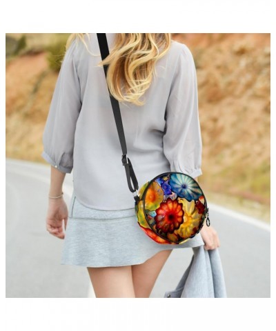 Crossbody Bags for Women,Crossbody Bag Men,Small Sling Bag,Art Style Flower Colorful,Crossbody Purse $9.34 Crossbody Bags