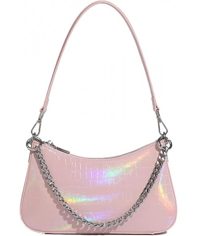 Women's Gradient Colorful Chain Underarm Handbag Shoulder Bag,Fashion Pu Leather Zipper Bag Handbag Tote Wallet Pink $26.99 S...